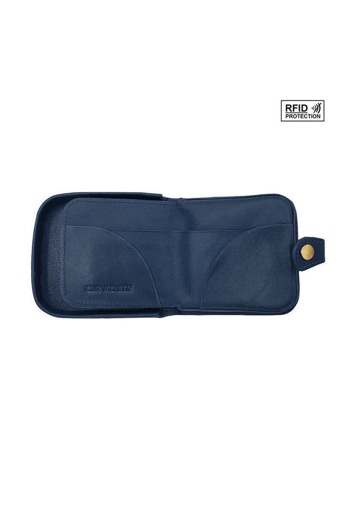 Unisex Cuvette Leather Wallet RFID Protection Stylish Button Coin Pouch image 11