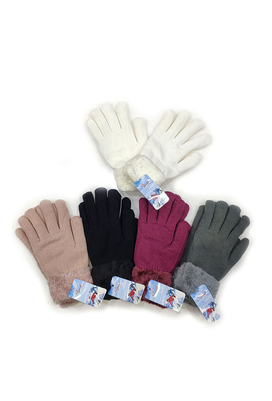 Women's Winter Warm Stylish Glove Fur Lining Cycling Walking Outdoor Gloves image 1