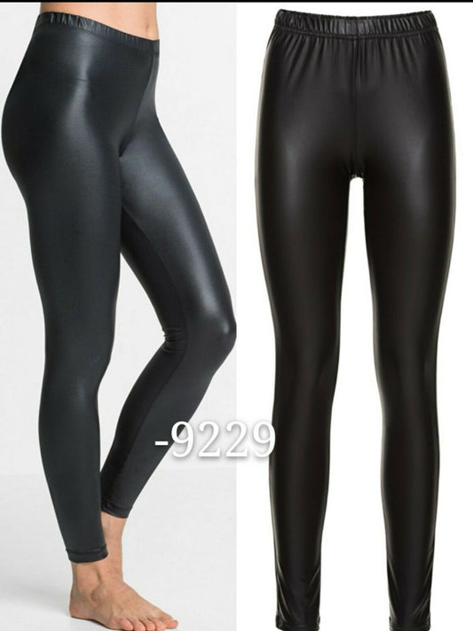 Womens Leggings Wet look Leather High Waist Waterproof Plain Shiny Party Legging image 0
