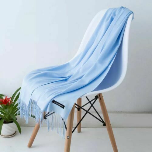 Ladies Pashmina Scarf Cashmere Touch Plain Wrap Shawl Stole Hijab Fringed Scarfs image 1