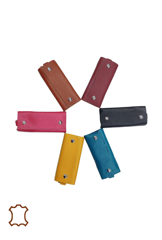 Unisex Large Leather Key Ring Holder Multi Coloured Large Carabiner Key Pouch image 0