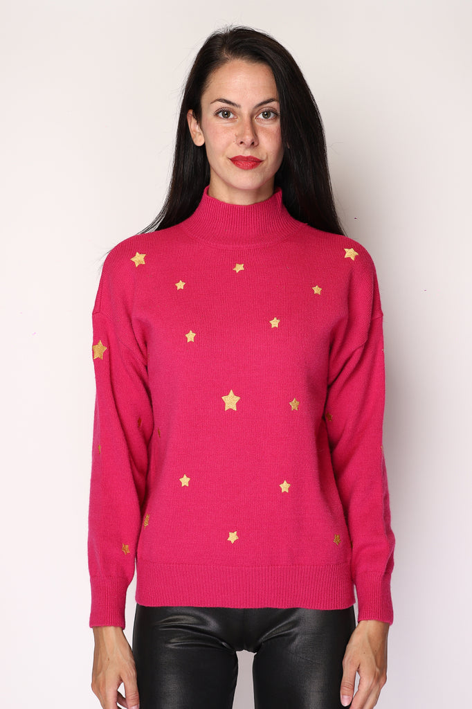 Women's High Neck Sweater Star Embroidered Comfortable Winter Warm Soft Jumpers image 6