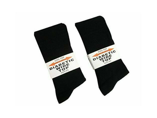 3 Pair Ladies Diabetic Socks Gentle Grip Wide Top Non Elastic Black Warm Socks image 0