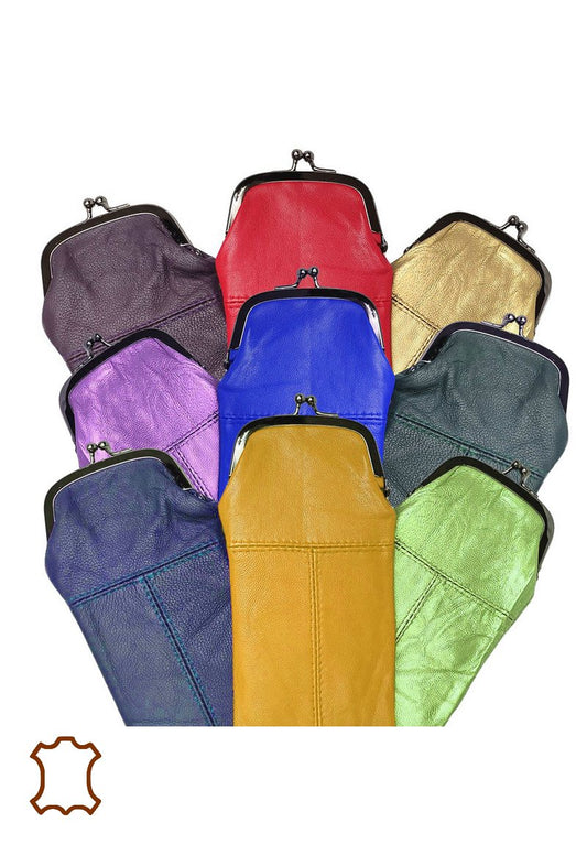 Unisex Leather Clasp Glass Case Flat Flexible Padded Cover Multi Coloured Pouch image 1