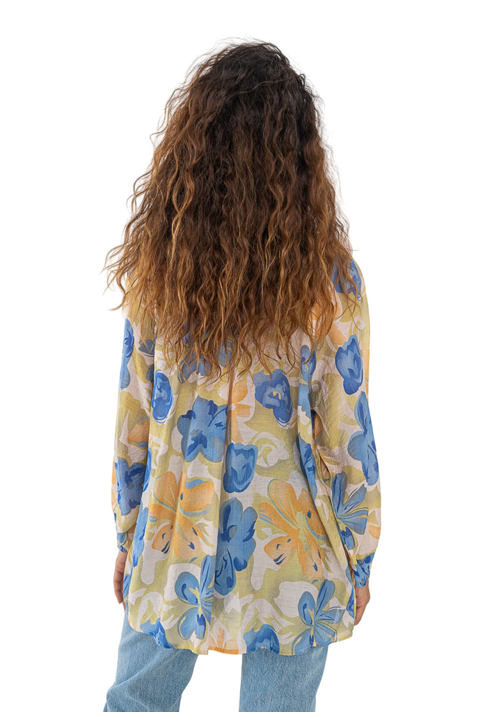 Ladies Summer Top Lightweight Linen Material Tunic Floral Top image 7