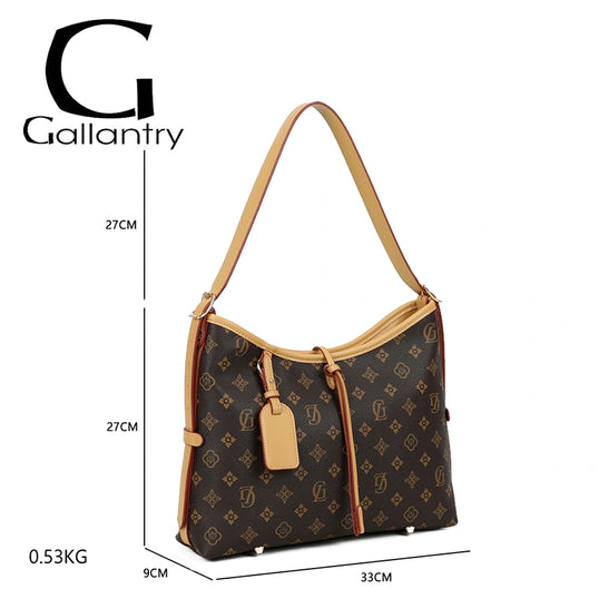 Retro Printed Handbag Brown image 1