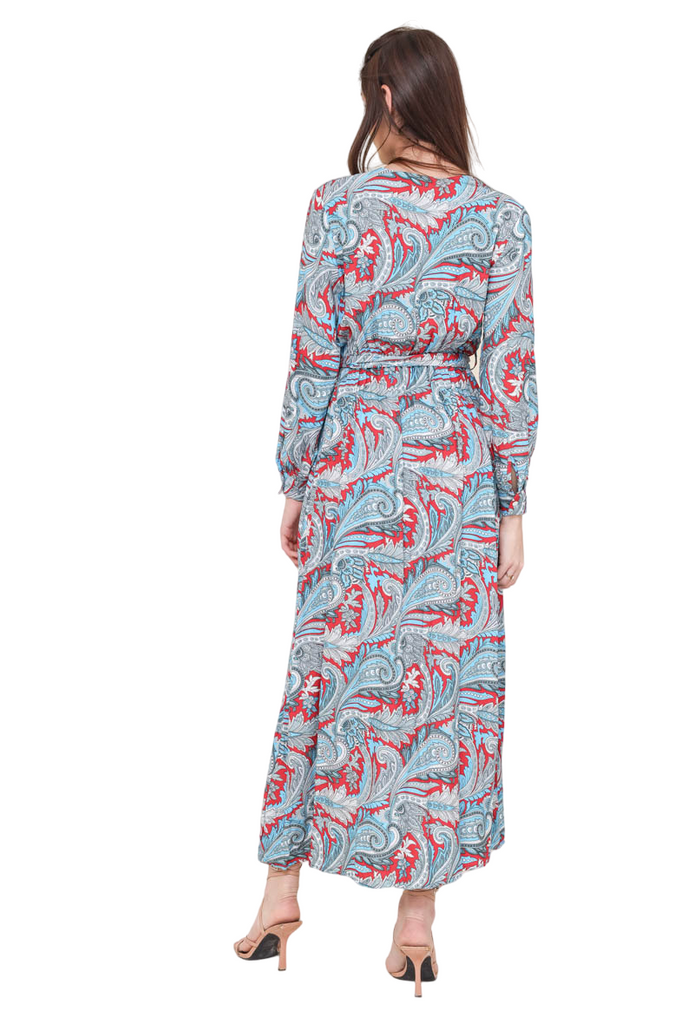 Ladies Long Sleeve Wrap Dress Printed V Neck Long Dress Summer Holiday Dress image 9