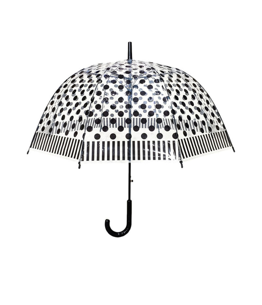 Long Transparent 8 Ribs Umbrella With Polka Dots Pattern With Automatic Opening image 0