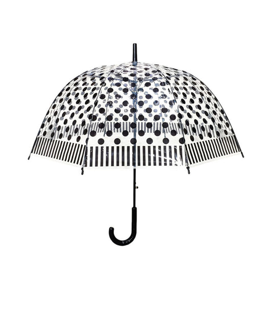 Long Transparent 8 Ribs Umbrella With Polka Dots Pattern With Automatic Opening image 0