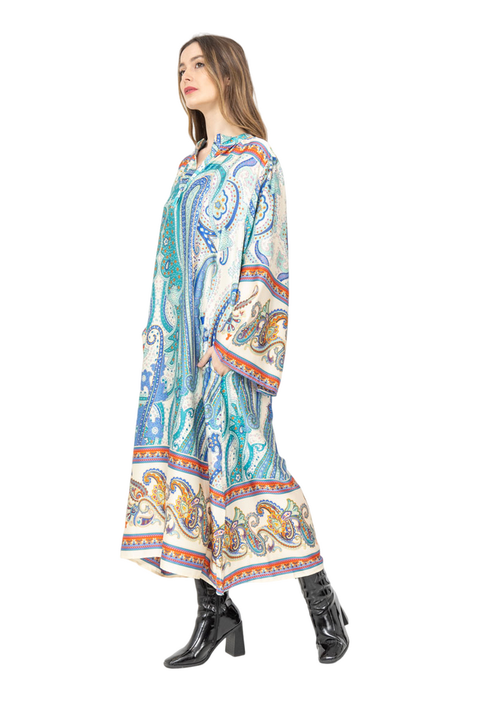 Ladies Kaftan Long Dress Stylish Summer Collection Paisley Silk Kaftan Dress image 11