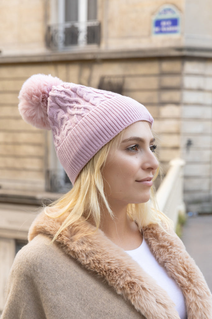 Women's Winter Cuffed Hat With Fleece-Lined Pompom Soft Warm Hats image 0