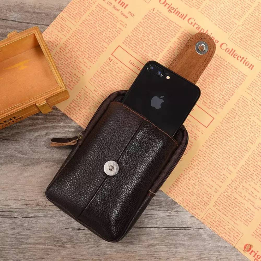 Men's Ladies Soft Leather Waist Fanny Pack Mobile Phone Belt Coin Travel Pouch image 7