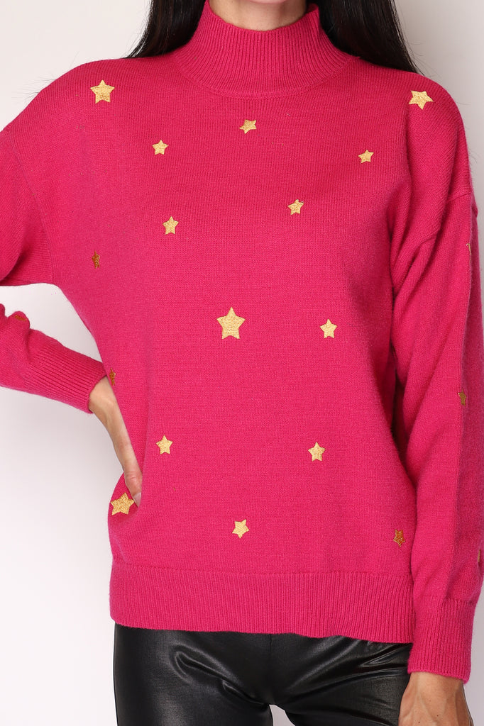 Women's High Neck Sweater Star Embroidered Comfortable Winter Warm Soft Jumpers image 7