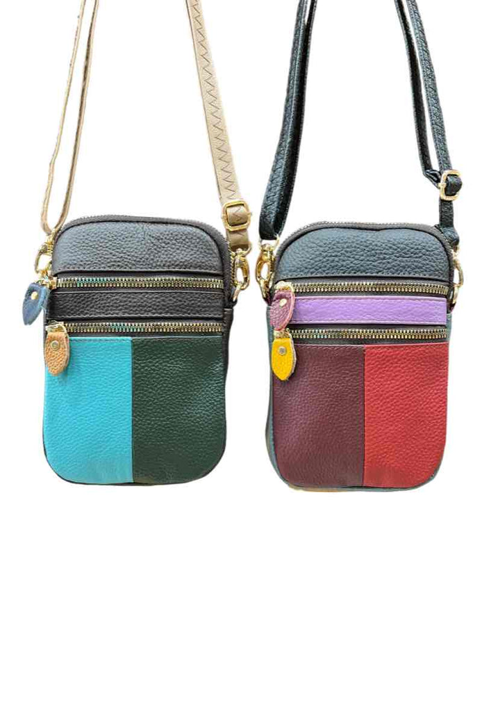 Ladies Multicolour Telephone Bag 100% Leather Pouch Multi Pockets Card Phone Bag image 2