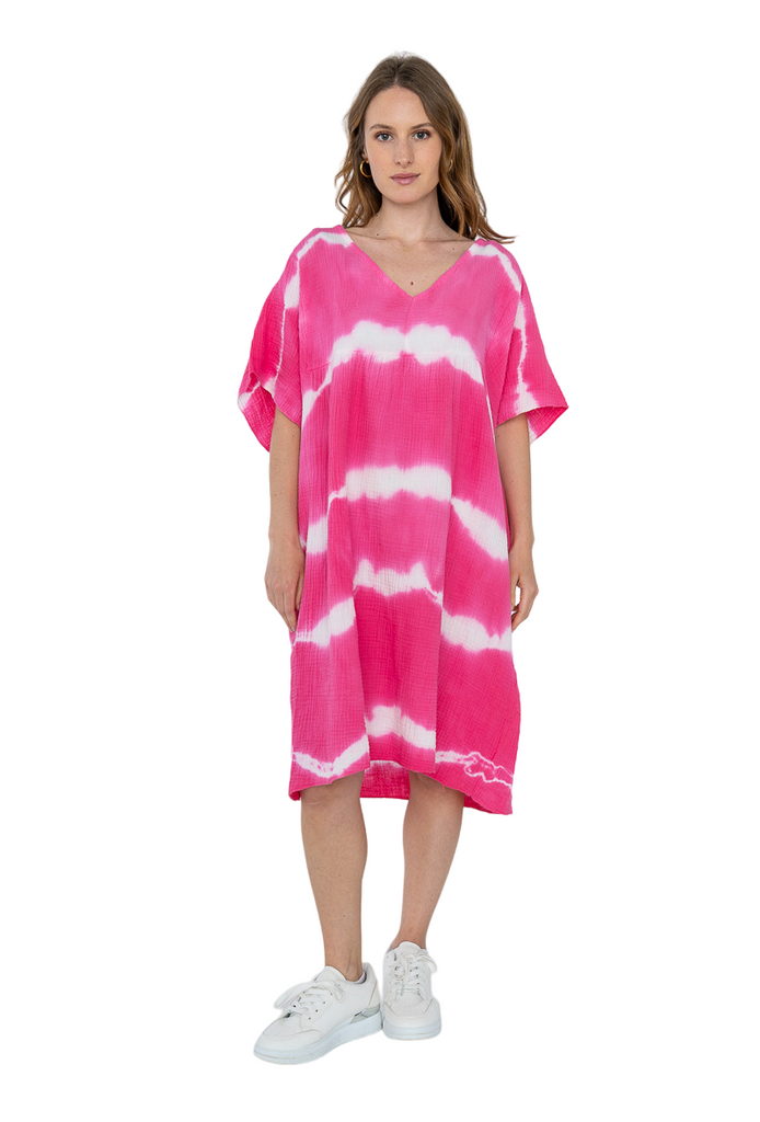 Ladies cotton dress Italian Soft Touch Tye Dye Womens short Sleeve Midi DRESS image 10