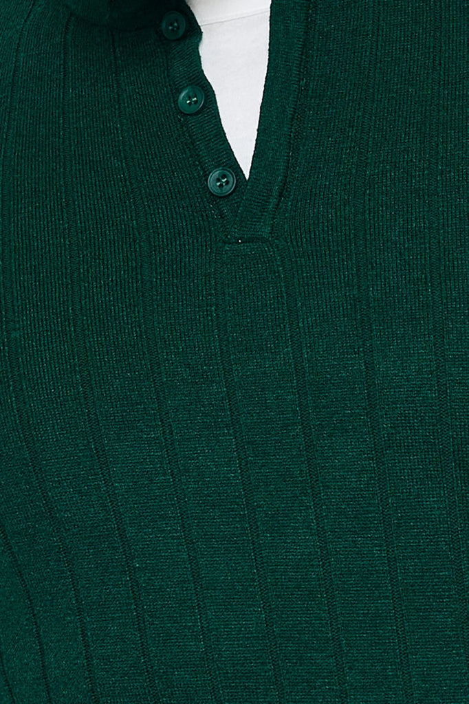 Plain striped long-sleeved round-neck sweater Green image 2