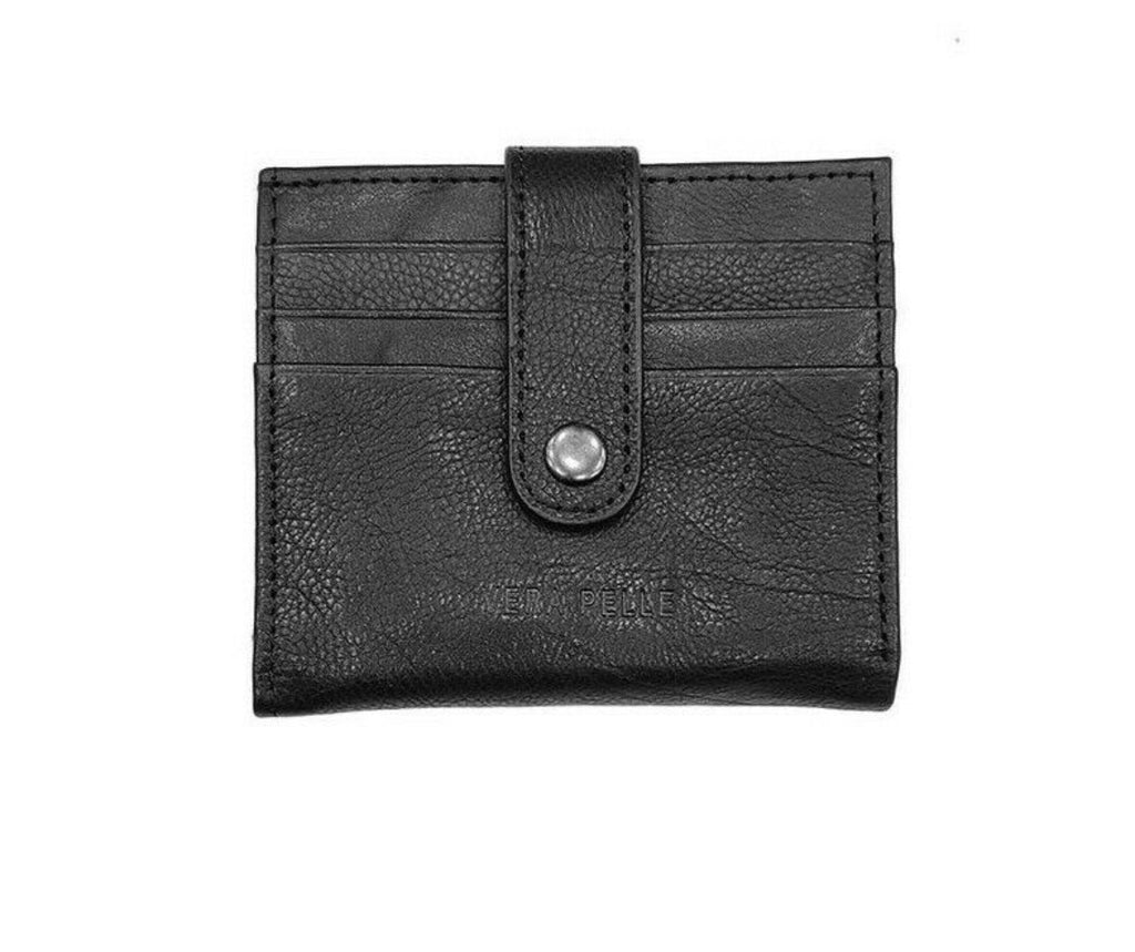 Men Ladies Real Leather Flat ID Card Cash Wallet Purse BI Fold Black Wallet image 0