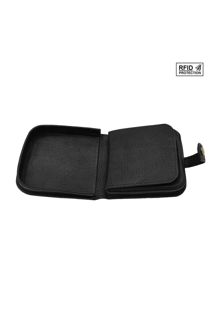 Unisex Cuvette Leather Wallet RFID Protection Stylish Button Coin Pouch image 4