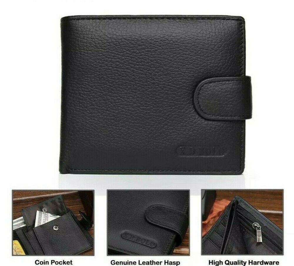 Mens Leather Wallet Coin Pouch Purse Leather Money Zip Wallet Bifold Stud Wallet image 1
