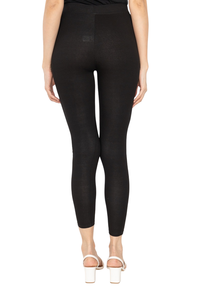 Ladies Womens Plain Leggings Full Length Cotton Black Legging UK Size 8- 18 image 4