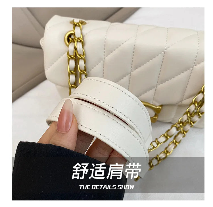 High-end women's handbag fashion quilted chain bag new trendy versatile small square bag shoulder crossbody bag