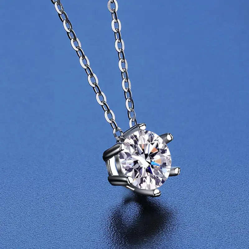 925 Silver Snowflake Six Prong Round Pendant Necklace Round Cut D VVS1 Multi Color Moissanite Jewelry For Women