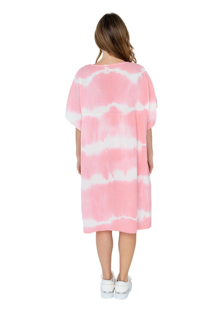 Ladies cotton dress Italian Soft Touch Tye Dye Womens short Sleeve Midi DRESS image 8