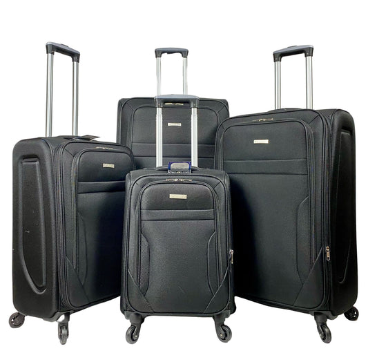 Set Of 4 Luggage Nylon Lightweight 4 Wheel Spinner Trolley Travel Bag Suitcase image 0