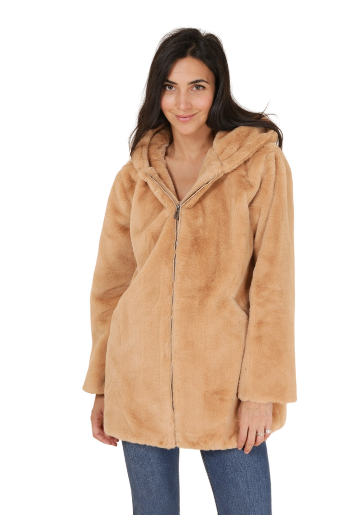 Women's Winter Long Faux Fur Coat With Hood Pocket Warm Stylish Coats image 0