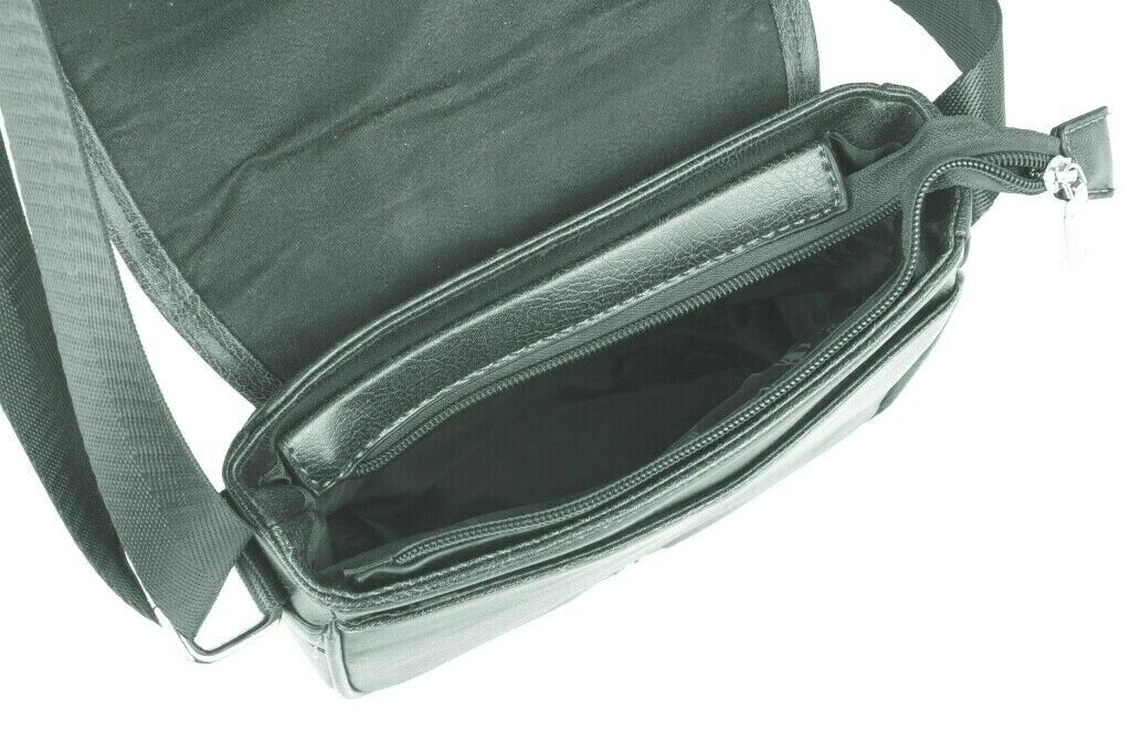 Men's Leather Cross Body Bag Shoulder Work Office Travel Messenger Satchel Black image 2