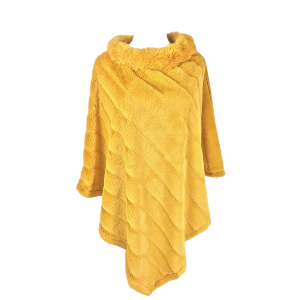 Women's Winter Faux Fur Poncho Long Coat Jacket image 2