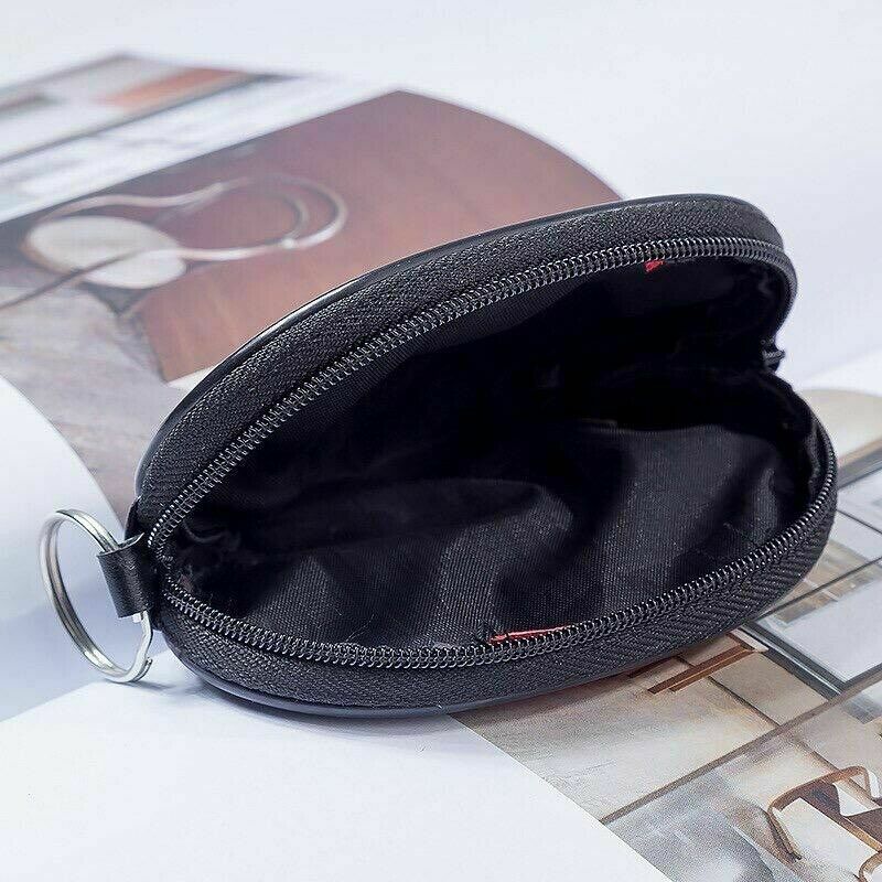 Black Leather Coin Case Key Pouch Money Holder Keyring Wallet Change Pouch Case image 1
