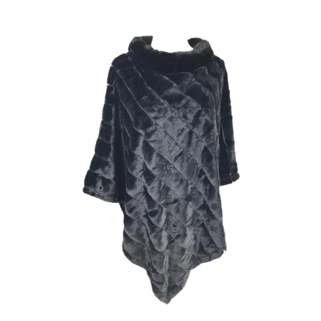 Women's Winter Faux Fur Poncho Long Coat Jacket image 0