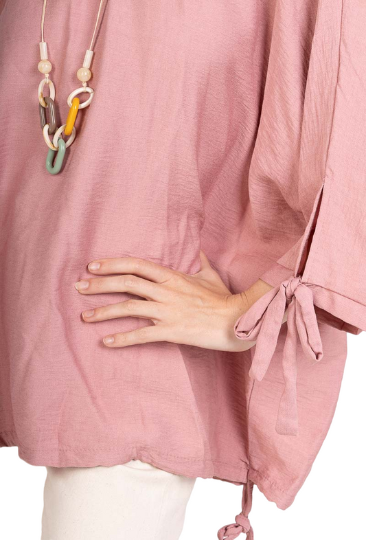 Ladies Italian Batwing Dip Hem Necklace Top Women LagenLook Oversize Baggy Dress image 1