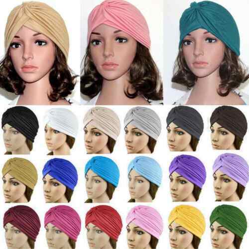 Ladies Head Scarf Hat Hijab Wrap Stretch Cancer Chemo Cap Muslim Bow knot Turban image 1