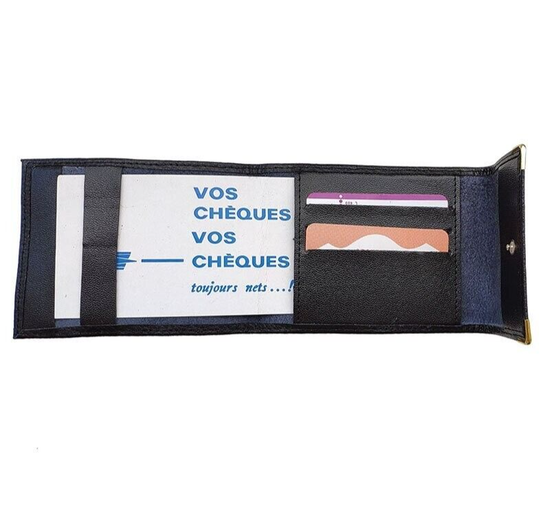 Unisex Leather Crust Check Holder Black Stylish Cheque Wallet Long Folding image 1