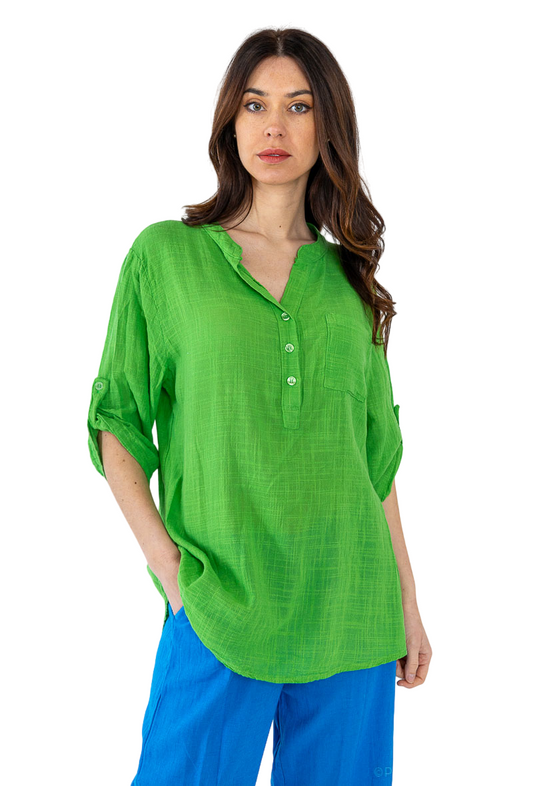 Womens Cotton Linen Plain Blouse Casual T-Shirt Ladies Baggy Long Sleeve Tops image 0