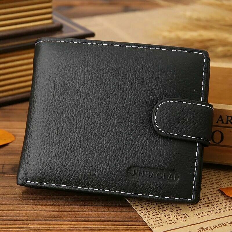 Gents Real Leather Wallet Card Photo I.D Holder Money Coin Purse Organizer Pouch image 3