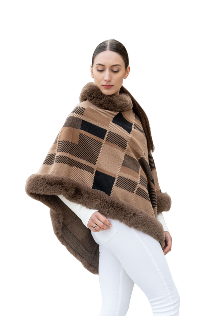 Women's Winter Fur Poncho Multicolour Stylish Soft Warm Outdoor Coat image 4