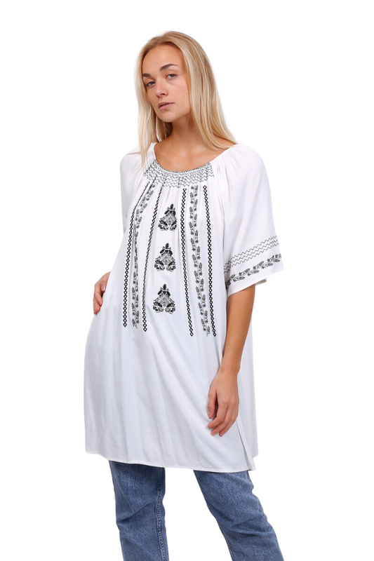 Ladies Plain embroidered tunic Summer Top Beachwear Holiday Shirt Oversized Top image 0