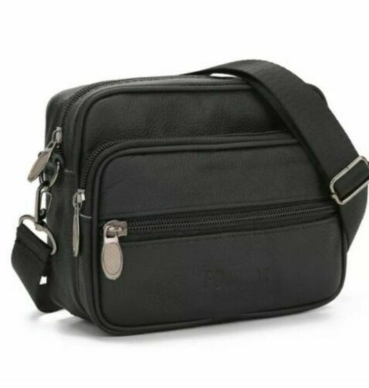 Unisex Leather Messenger Bag Cross Body Shoulder Utility Travel Work Bag Black image 0