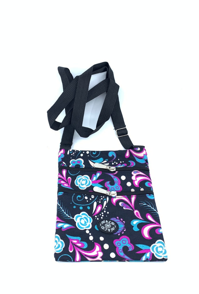 Ladies Floral Shoulder Crossbody Work Travel Waterproof Utility Multi Zips Bag image 2