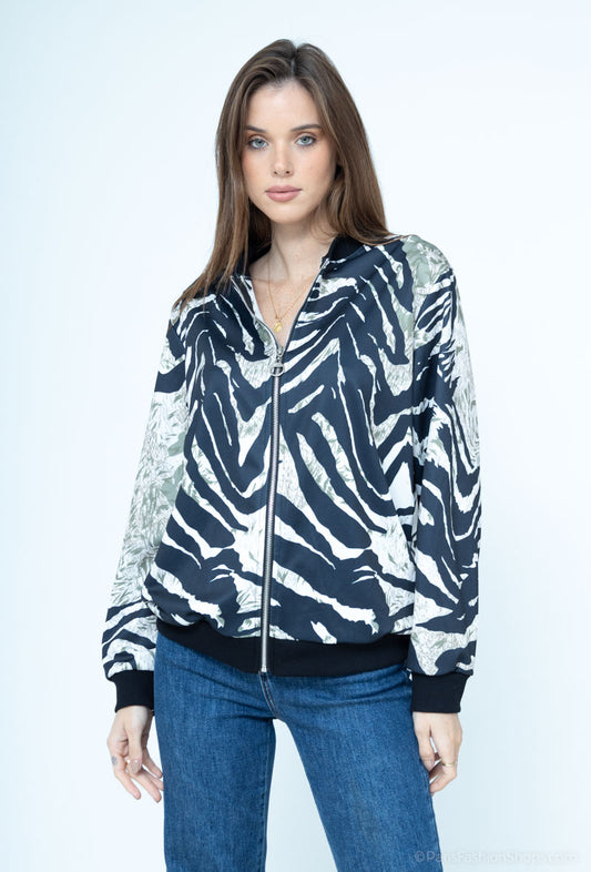 Women's Winter Zipped Jacket Bomber Printed Outdoor Party Stylish Jackets image 0