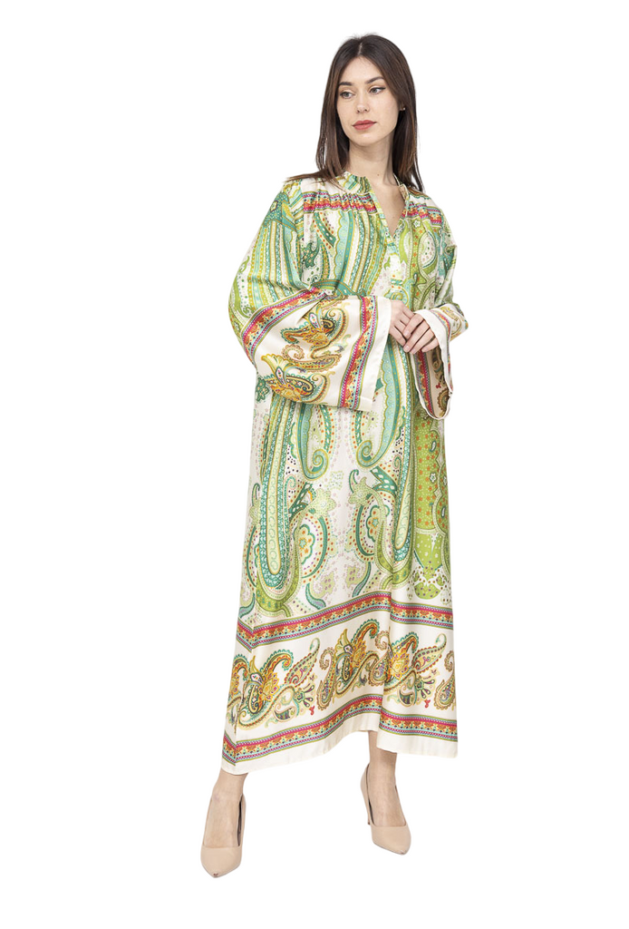 Ladies Kaftan Long Dress Stylish Summer Collection Paisley Silk Kaftan Dress image 4
