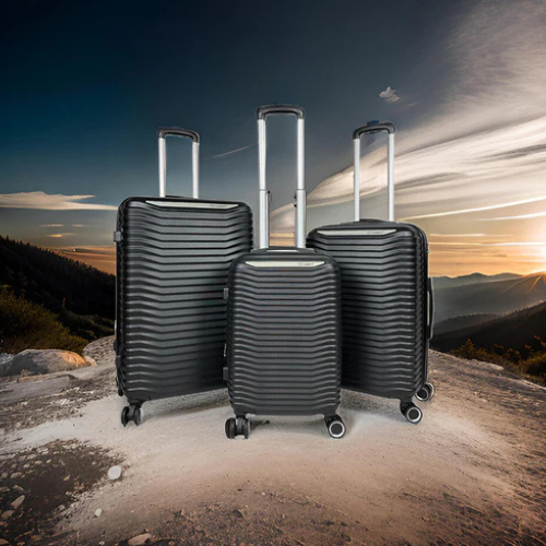 3-Piece Hard Shell Luggage Set Lightweight Suitcases Spinner Wheel Black Bags