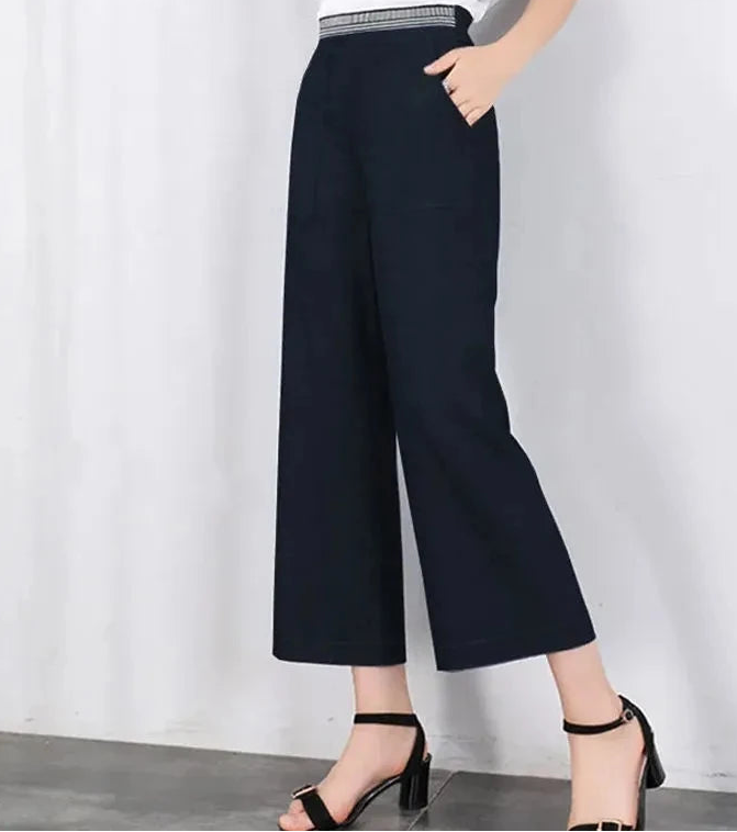 Summer Thin Mother Jeans High Waist Straight Trousers Female Cowboy Denim Ankle-Length Pants Ice Silk Denim Wide Leg Pants Women