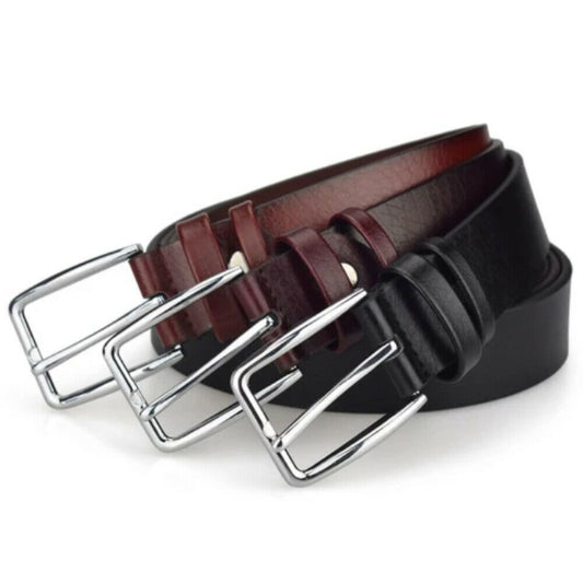 Mens Italian Real Leather Belt Trouser Jeans Buckle Belts Brown Black Tan Belts image 1