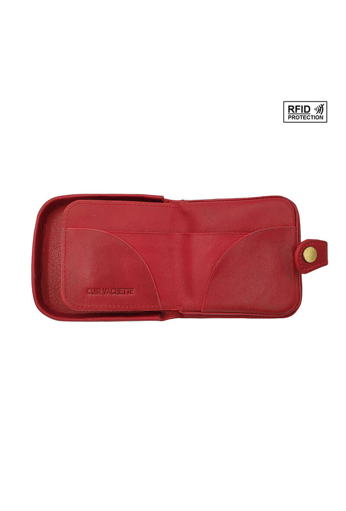 Unisex Cuvette Leather Wallet RFID Protection Stylish Button Coin Pouch image 2