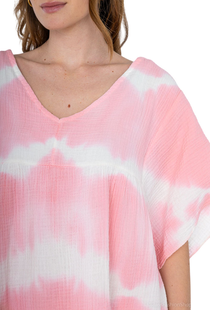 Ladies cotton dress Italian Soft Touch Tye Dye Womens short Sleeve Midi DRESS image 9