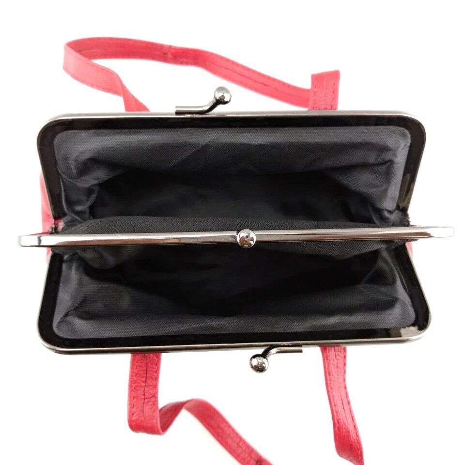 Ladies Leather Purse Wallet Purse Card Holder Coin Wallet Metal Frame Clip top image 5